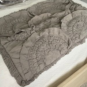 Anthropologie Twin Quilt and matching standard sham. Gray.